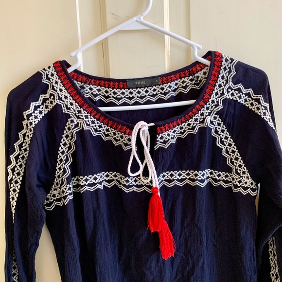 THML Anthropologie embroidered boho peasant top - Picture 5 of 14